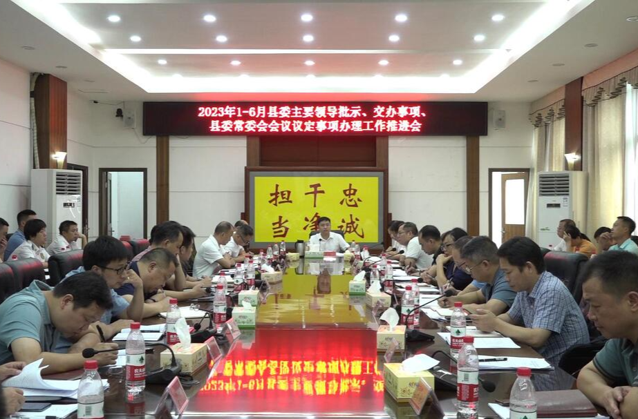 我县召开2023年1-6月县委主要领导批示、交办事项、县委常委会会议议定事项办理工作推进会