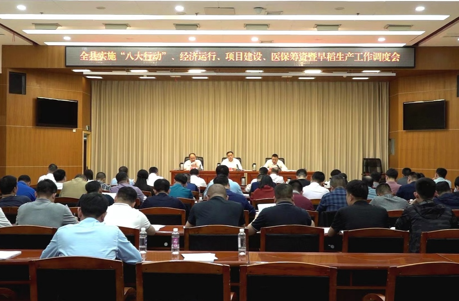 全县实施“八大行动”、经济运行、项目建设、医保筹资暨早稻生产工作调度会召开  以“八大行动”为统揽  抓实当前重点工作