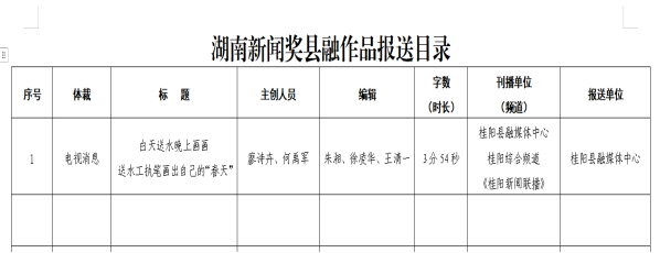 桂阳县融媒体中心2024年度湖南新闻奖报送公示